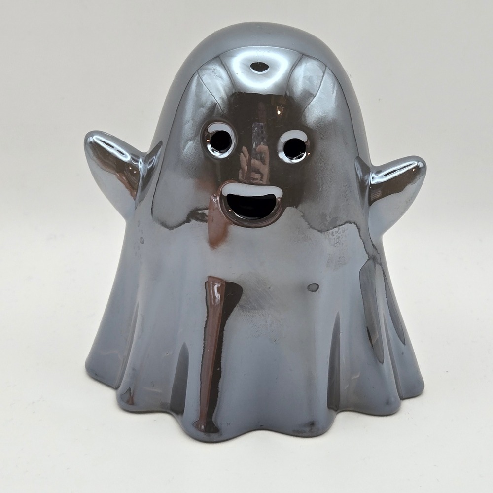 Target 5" Glass Ghost Iridescent Gunmetal Halloween Decor Figurine